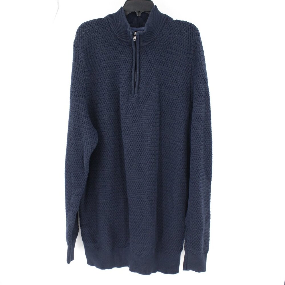 Joseph abboud sweater Men 3XLT 1/4 zip up blue knit cotton blend jumper pullover